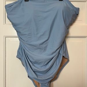 Brand new, light blue J.Crew Rouched Bandeau One-Piece. Never worn
